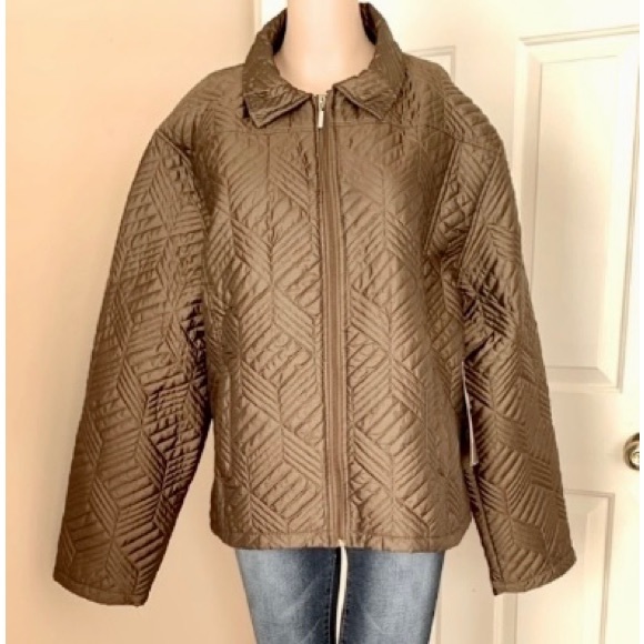Jane Ashley Jackets & Blazers - Jane Ashley Metallic Bronze Quilted Jacket XL